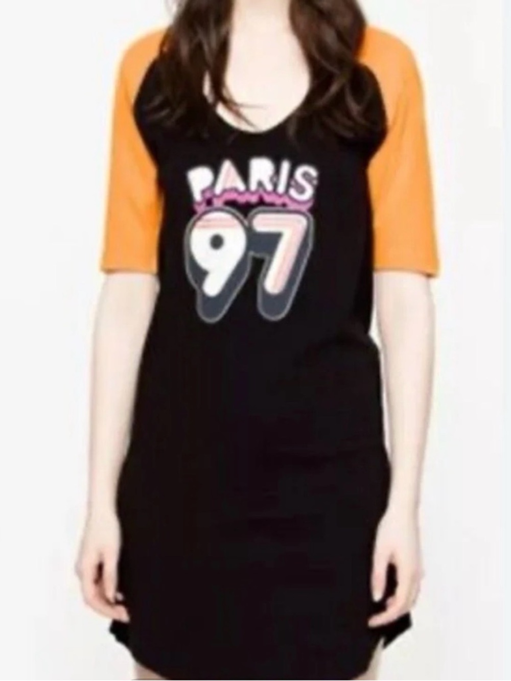 Zadig & Voltaire Rachelle Paris 97 Mini Dress Small Black 80s Retro T Shirt
